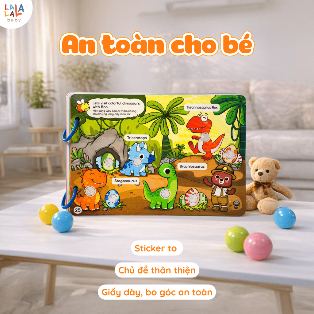 Sách bóc dán busy book Lalala baby đồ chơi giấy nhiều chủ đề song ngữ Anh Việt đồ chơi cho bé