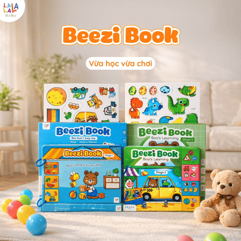 Sách bóc dán busy book Lalala baby đồ chơi giấy nhiều chủ đề song ngữ Anh Việt đồ chơi cho bé