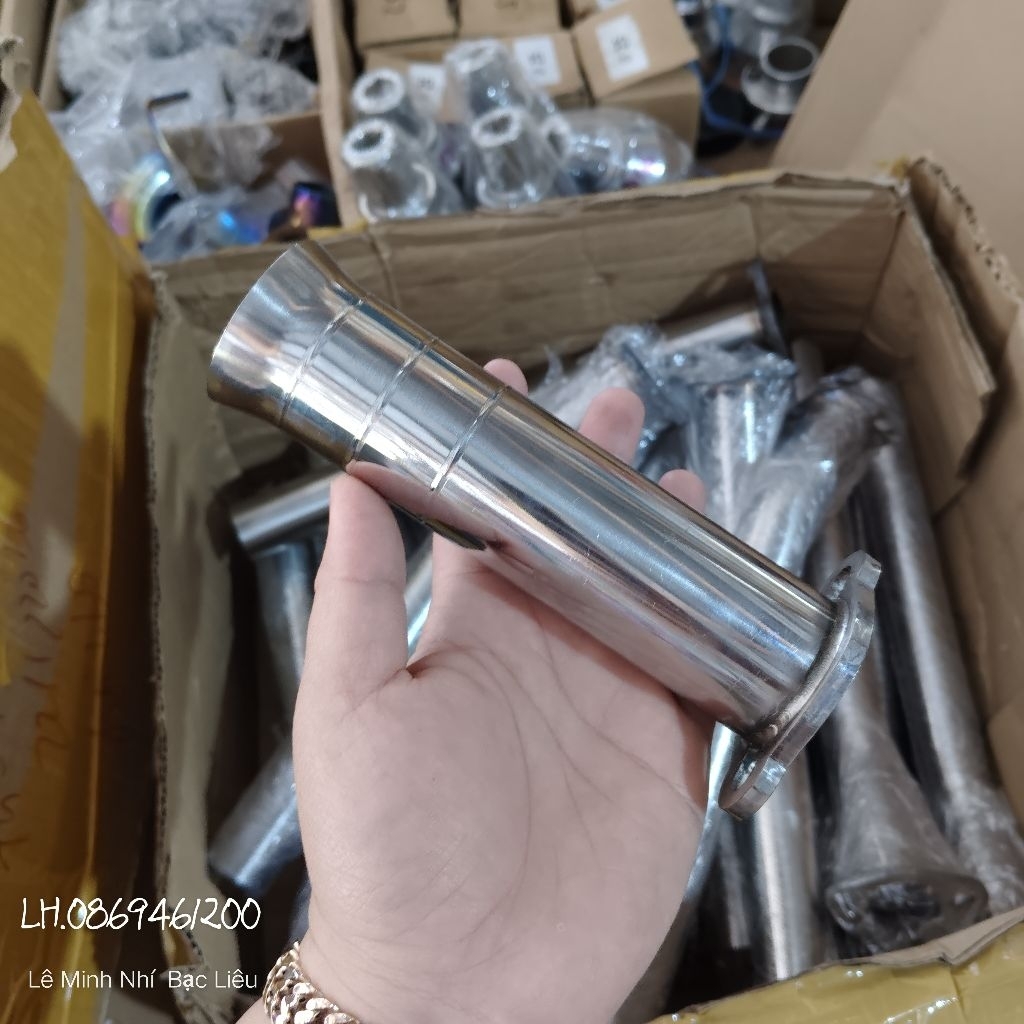 Bô inox 15cm máy 9hp-25hp.