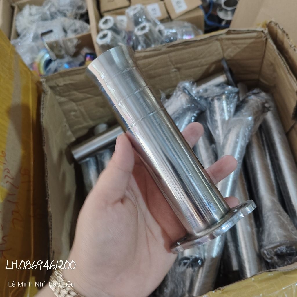 Bô inox 15cm máy 9hp-25hp.