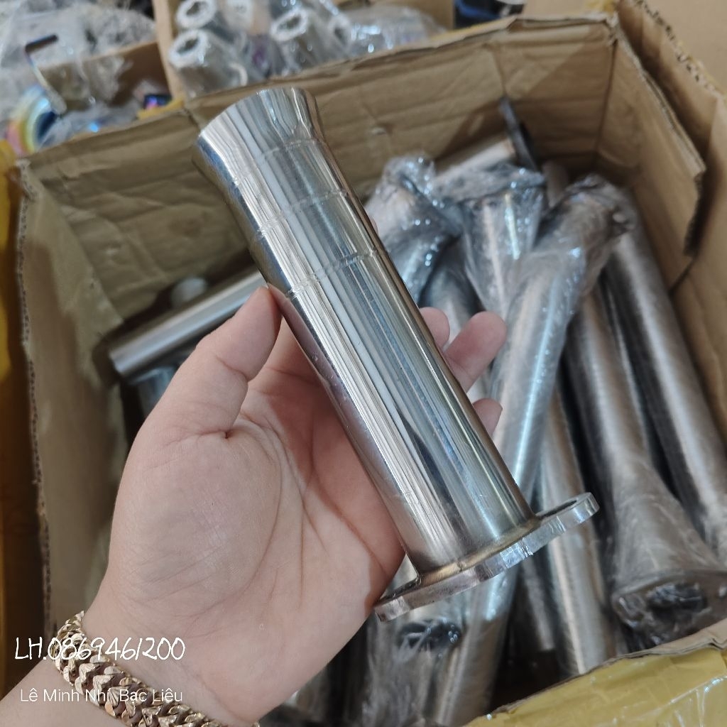 Bô inox 15cm máy 9hp-25hp.