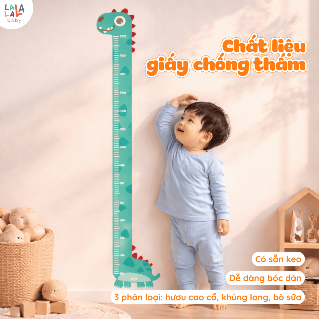 Thước Đo Chiều Cao Lalala baby decal dán tường đo chiều cao cho bé hình con vật đáng yêu