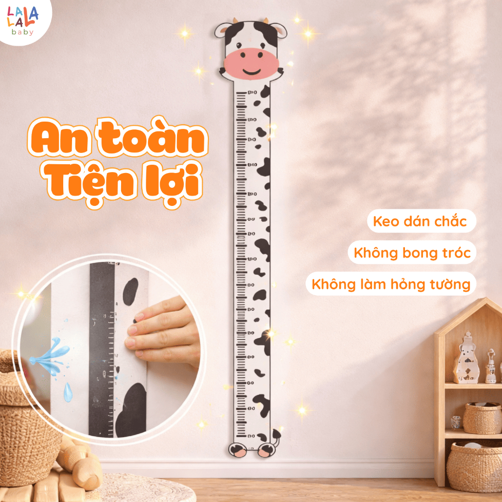 Thước Đo Chiều Cao Lalala baby decal dán tường đo chiều cao cho bé hình con vật đáng yêu