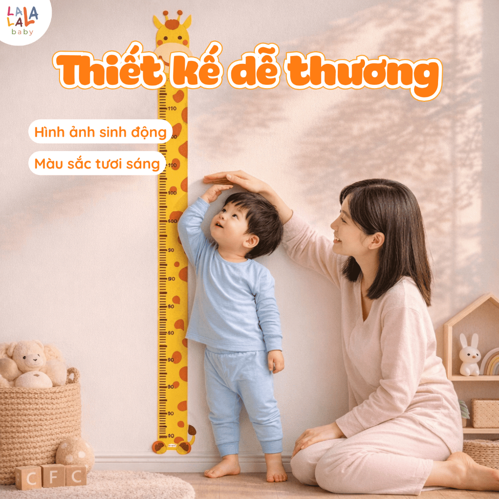 Thước Đo Chiều Cao Lalala baby decal dán tường đo chiều cao cho bé hình con vật đáng yêu