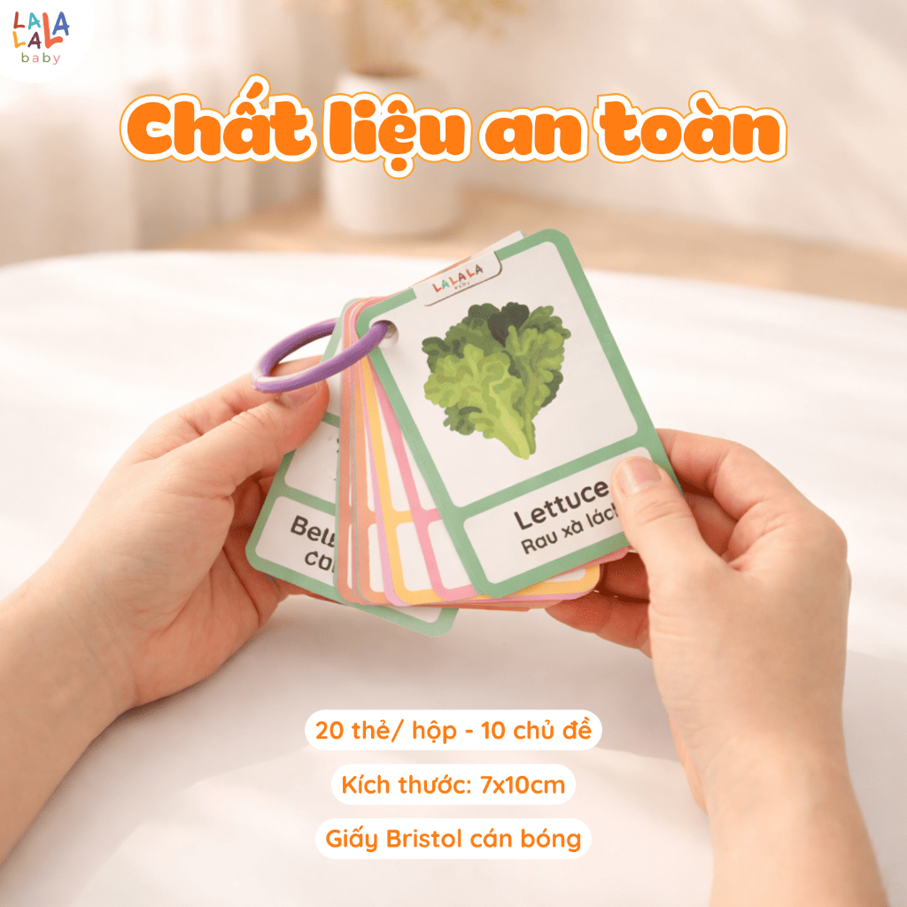 Thẻ học thông minh cho bé mini flashcard Lalala baby đồ chơi cho bé học từ vựng song ngữ Anh - Việt nhiều chủ đề