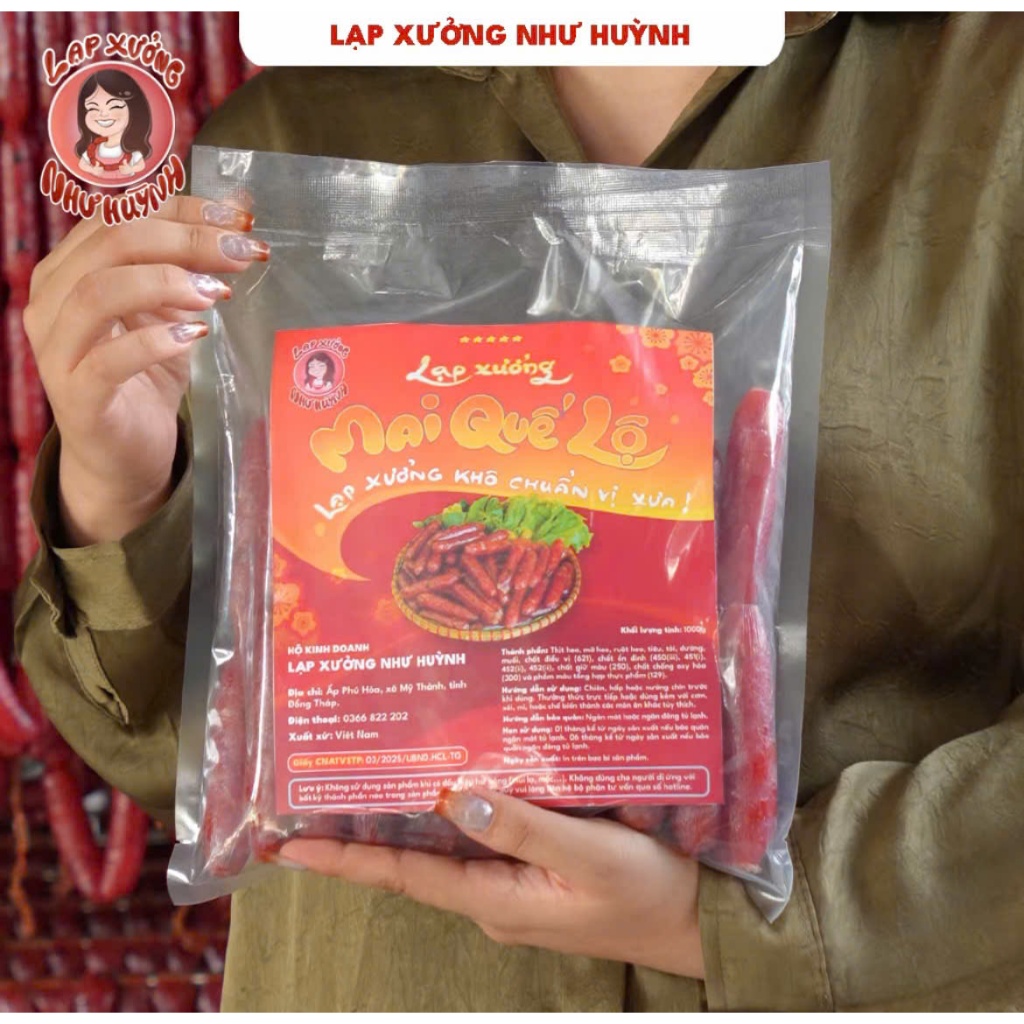 Heo Khô Mai Quế Lộ Như Huỳnh 1KG (37–40 Cây) – Lạp Xưởng Khô Mini – Đặc Sản Cai Lậy Tiền Giang 🔥