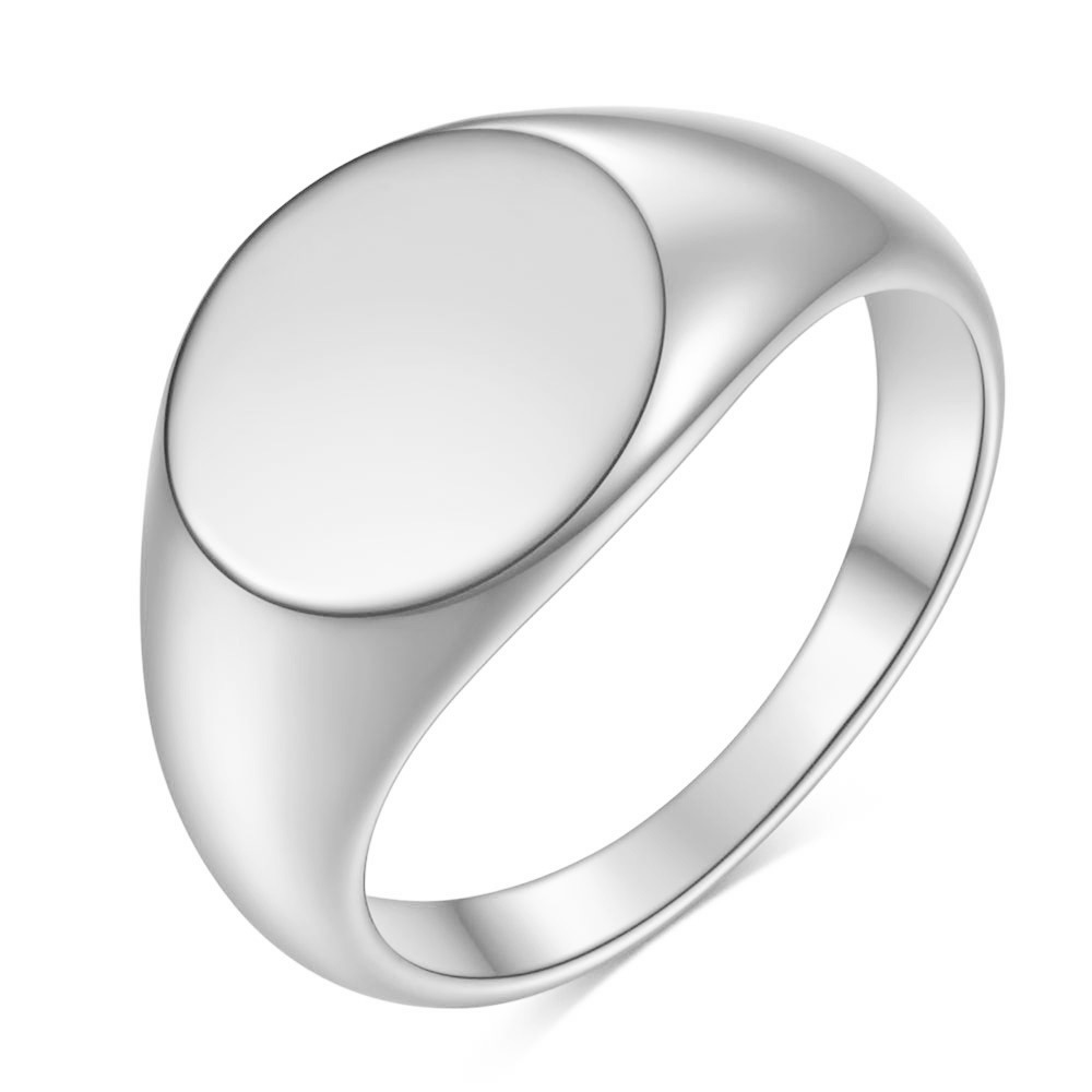 Nhẫn nam unisex mặt tròn trơn 12mm signet ring có nhận khắc chữ hình theo yêu cầu không gỉ MR2605 BY ACCESSORIES