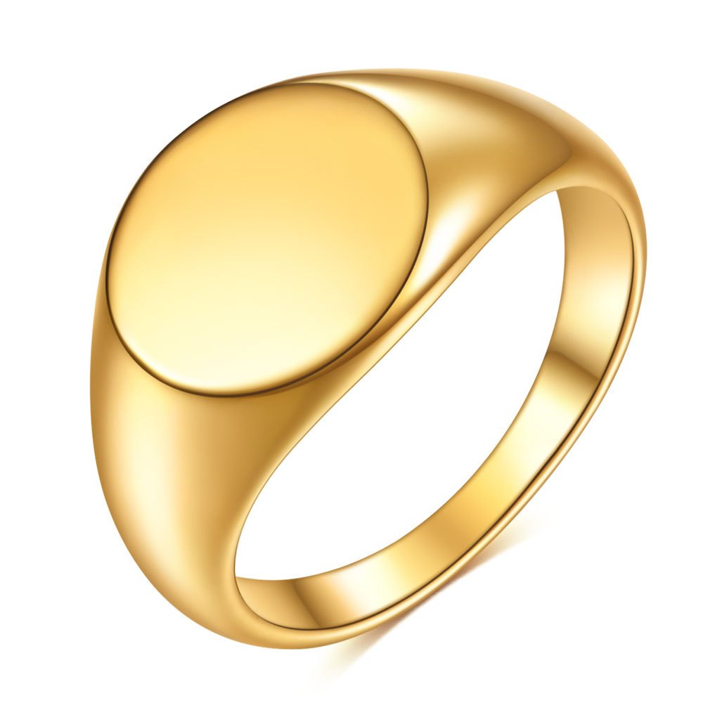Nhẫn nam unisex mặt tròn trơn 12mm signet ring có nhận khắc chữ hình theo yêu cầu không gỉ MR2605 BY ACCESSORIES