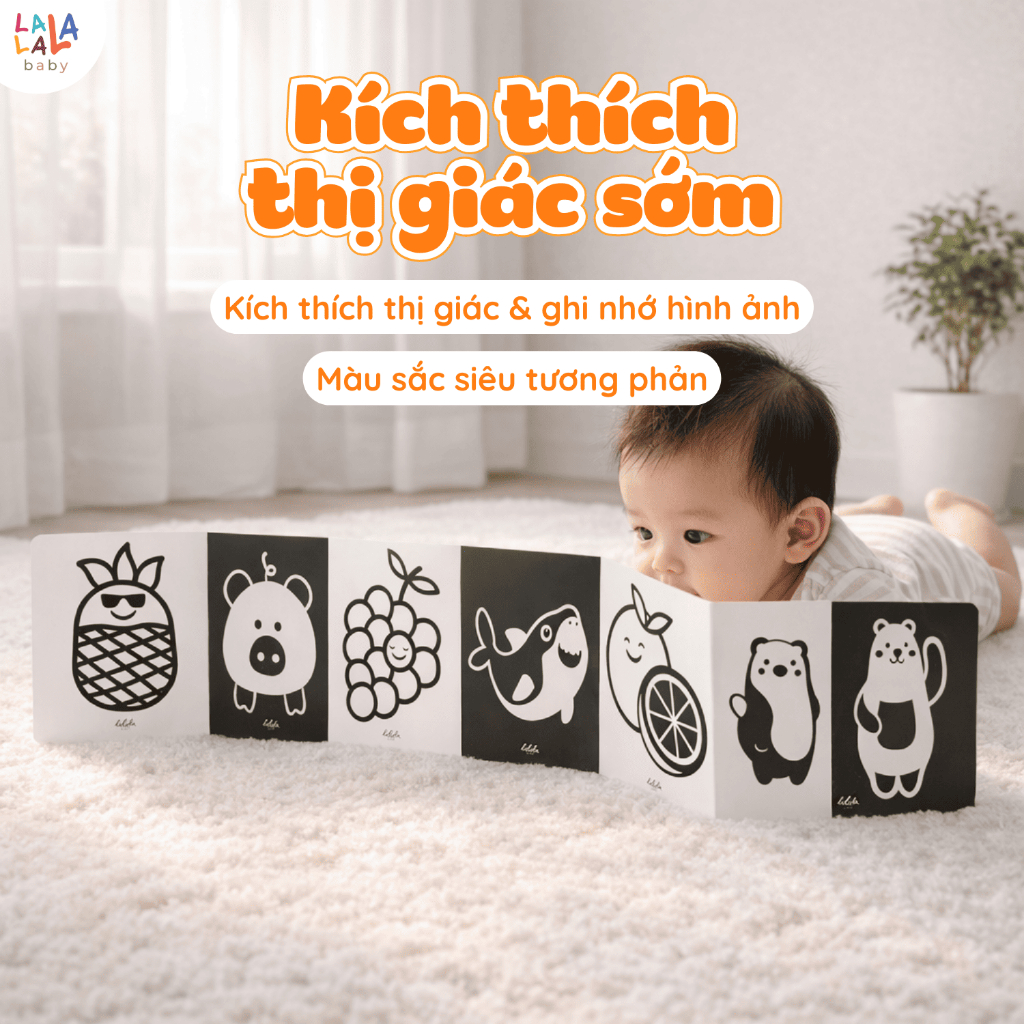 Combo Bộ thẻ gấp kích thích thị giác Lalala baby bộ thẻ kích thịch thị giác cho bé