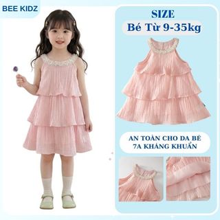 Váy Cho Bé Gái, Váy Sát Nách Tầng Bèo Dáng Công Chúa Xinh Xắn Cho Bé Chất Liệu Voan Mềm Mại