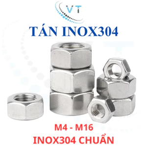 Đai Ốc INOX 304 (Tán Dẹp/Ê-cu) M5 M6 M8 M10 M12 M14 M16 - Tán Lục Giác Thép Không Gỉ Sáng Bóng Loại Tốt (Đủ Size)