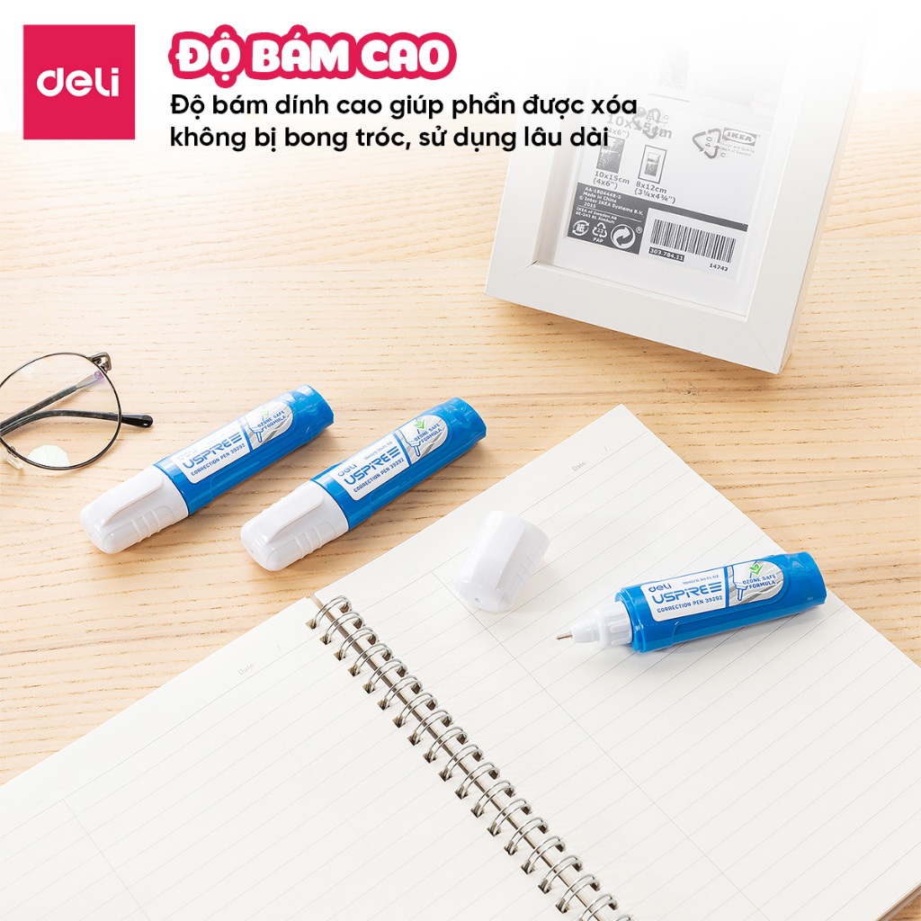 Bút Xóa Nước Deli 10ml Khô Nhanh, Che Phủ Tốt, Mực Chảy Đều Chống Vón Cục Cho Học SInh Dân Văn Phòng