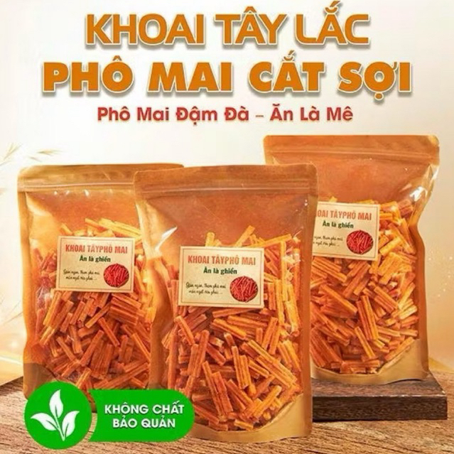 1Kg Khoai Tây Lắc Phô Mai Cắt Sợi(2Túi Zipx500Gr) loại ngon giòn thơm