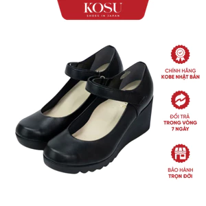 Giầy da KOSU đế xuồng cao 7cm, giày quai dính thiết kế đơn giản nhẹ êm tôn dáng 23605