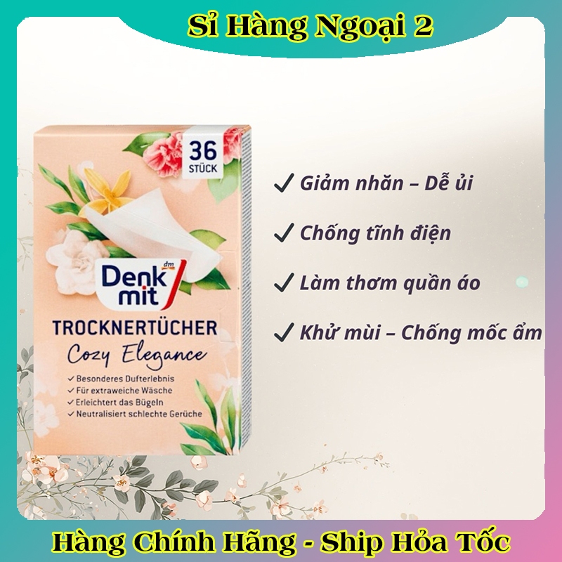 [Tách lẻ] Giấy thơm quần áo Denkmit - dùng cho máy sấy, tủ quần áo, giày