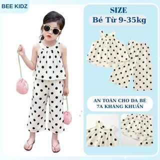 Set Đồ Bé Gái, Bộ Đồ Bé Gái Thiết Kế Áo Cổ Yếm Kèm Quần Ống Suông Chất Liệu 100% Cotton