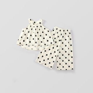 Set Bộ Bé Gái, Đồ Bộ Bé Gái Thiết Kế Áo Cổ Yếm Quần Ống Suông Chất Liệu Cotton Mềm Mại