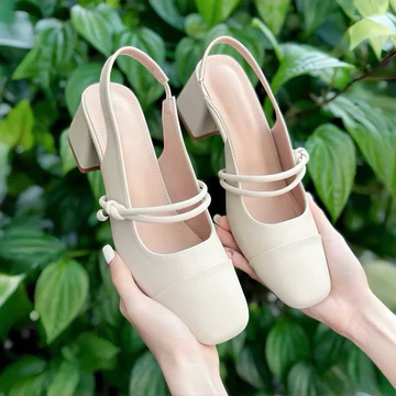 Giày Cao Gót Nữ Slingback - Giày hở gót - Giày Sandal Cao Gót Nữ Mũi Vuông êm mềm cao 5p quai ngọc cao cấp - TG16