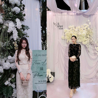 Set ren cổ thuyền hai lớp  trắng đen chất ren hoa cúc sang trọng