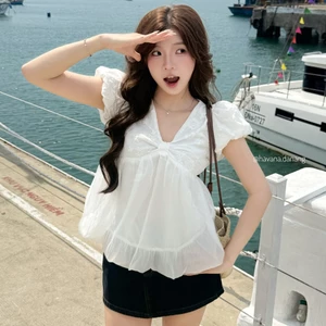 Áo babydoll DOLLIE top tay bồng cổ tim dáng bí ngô AO728