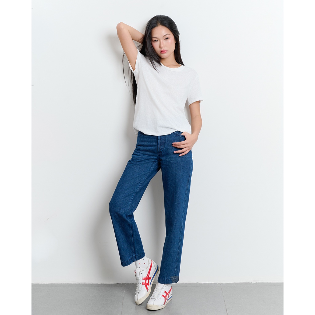 TheBlueTshirt - Áo thun trắng tay ngắn cổ tròn cotton pha lanh cao cấp cho nữ - Paper Regular T