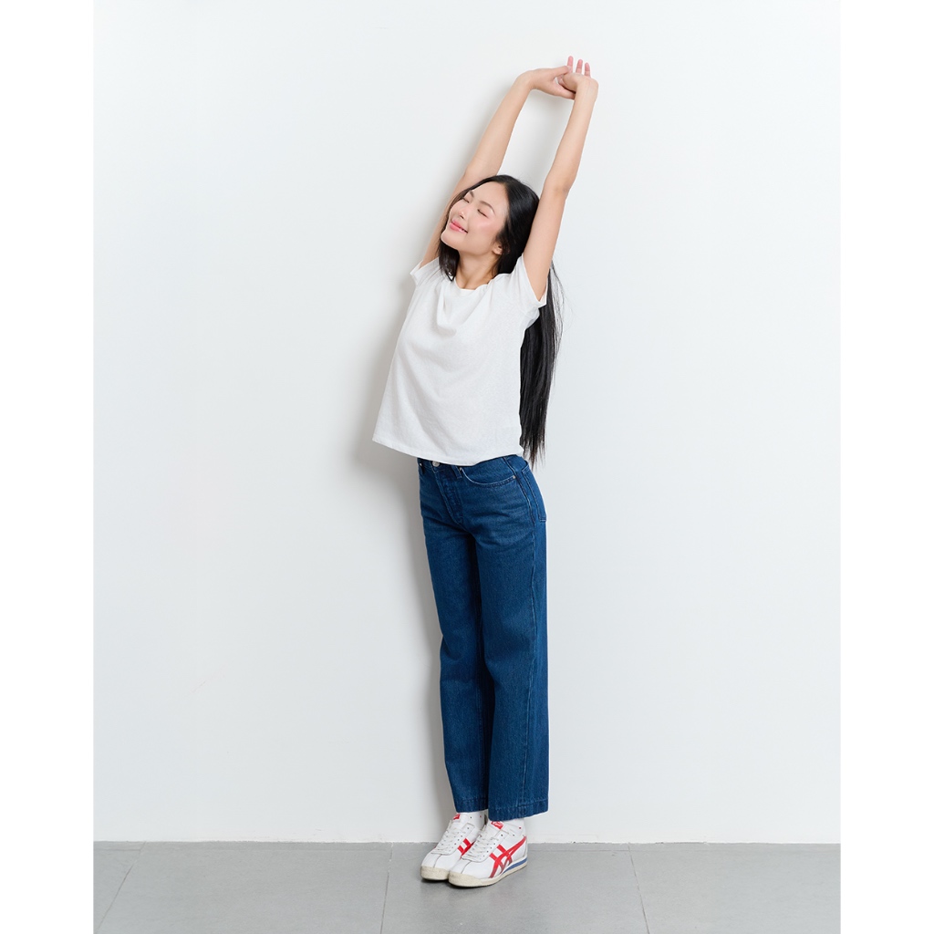 TheBlueTshirt - Áo thun trắng tay ngắn cổ tròn cotton pha lanh cao cấp cho nữ - Paper Regular T