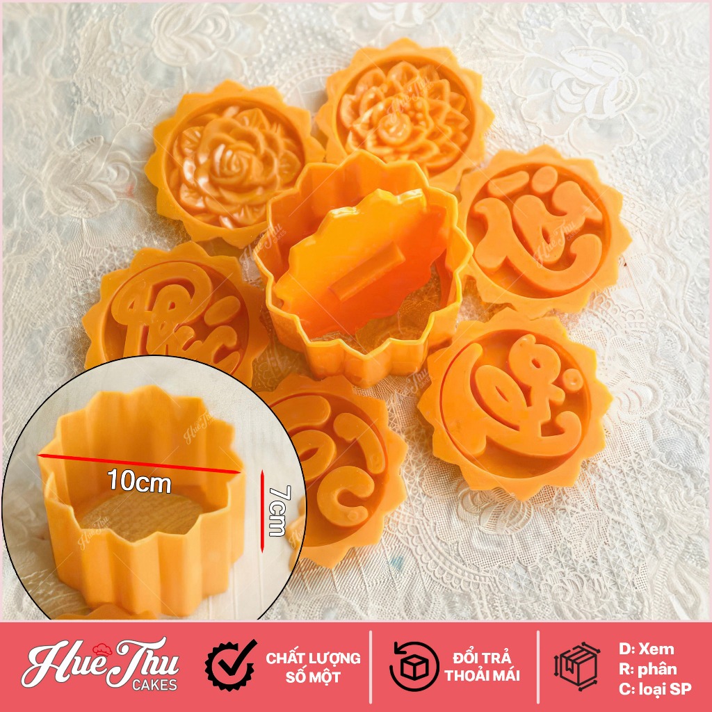Khuôn xôi Phúc Lộc Thọ Tài Sen Hồng hình Cánh Sen 10cm - khuôn ép xôi, khuôn nhấn xôi Vĩnh Trường