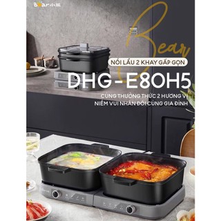 Nồi lẩu điện đa năng 2 trong 1 Bear HP-5H80M47, 2100W, Điều khiển nhiệt riêng biệt, BH 18 Tháng
