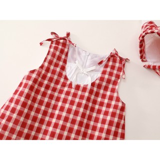 [TẶNG TUBAN] Váy Kẻ Caro Bé Gái, Váy Kẻ Caro Dáng Suông Phối Ren Kèm Nơ Xinh  Chất Liệu Cotton Mềm