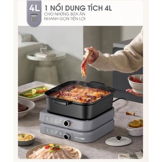 Nồi lẩu điện đa năng 2 trong 1 Bear HP-5H80M47, 2100W, Điều khiển nhiệt riêng biệt, BH 18 Tháng