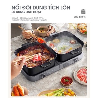 Nồi lẩu điện đa năng 2 trong 1 Bear HP-5H80M47, 2100W, Điều khiển nhiệt riêng biệt, BH 18 Tháng