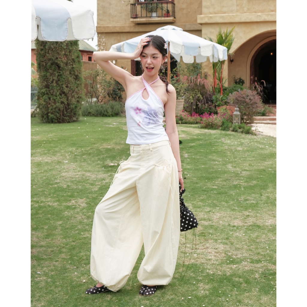 Quần Dài Nữ PAZINS PANT Phối Dây Rút Form Rộng SECODEE