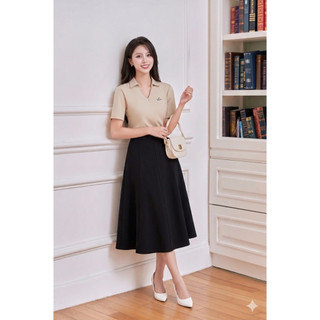 Chân Váy Công Sở LAMER FASHION Dáng Xoè Dài Bổ Mánh Mí Gân Đứng Form Thanh Lịch O62L26Q001