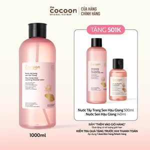 Supersize - Nước Tẩy Trang Sen Hậu Giang 1000ml Tặng Tẩy trang sen 500ml + Nước sen Cocoon 140ml
