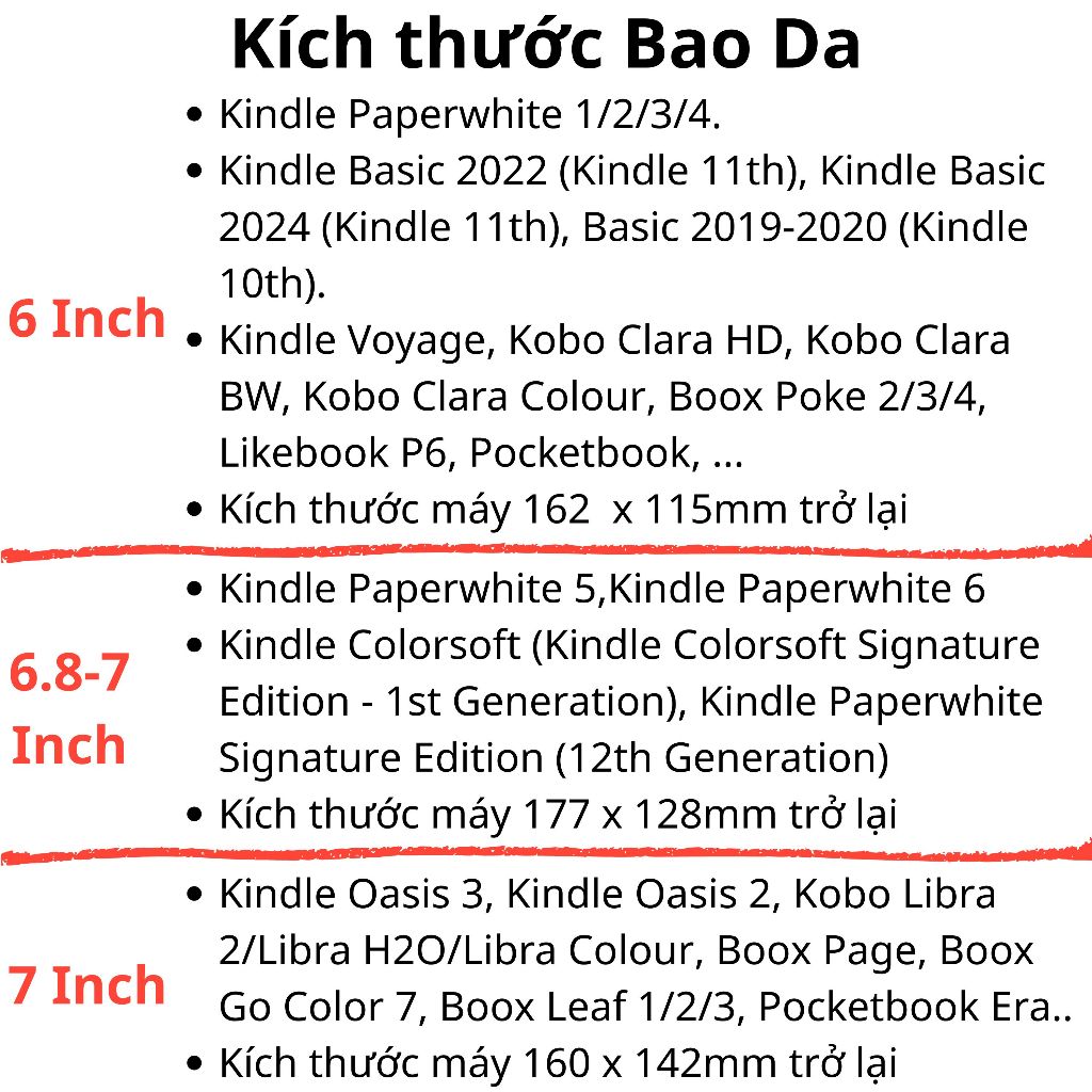 Túi Da thật Máy Đọc Sách 6inch, 6.8inch, 7inch, 6.13inch, 7.8inch cho Kindle, Kobo, paperwhite làm thủ công WEMODA | BigBuy360 - bigbuy360.vn