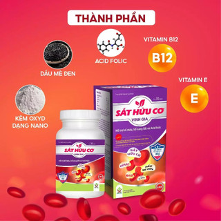 Viên uống bổ sung Sắt Hữu Cơ Vinh Gia giúp Giảm Thiếu Máu KHÔNG LO TÁO BÓN (Dùng Cho Mọi Lứa Tuổi)