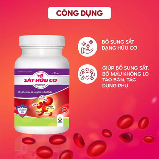 Viên uống bổ sung Sắt Hữu Cơ Vinh Gia giúp Giảm Thiếu Máu KHÔNG LO TÁO BÓN (Dùng Cho Mọi Lứa Tuổi)