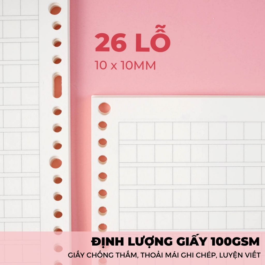 [71K Tặg Hộp Bút Gel] 100 Tờ Giấy Refill Classmate Viết Chữ Trung Hàn Nhật 100GSM Tráng Keo Ruột Sổ Còng B5 Đủ Loại Dòng
