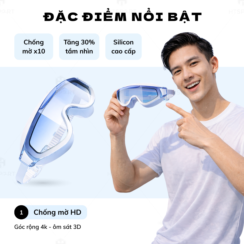 Kính Bơi 4K HD Chống Mờ Nam Nữ Cao Cấp – Kính Bơi Người Lớn Chuyên Nghiệp Chính Hãng HTSPORT FK800