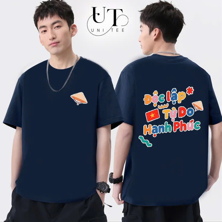 (9Kg-110Kg) Áo thun Unisex in chữ Độc Lập Tự Do Hạnh Phúc cho bé Trai, bé Gái, Nam Nữ, Cặp đôi - Uni Tee I U117