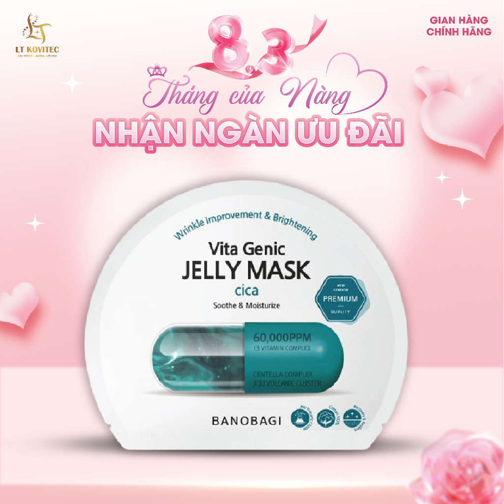 Mặt Nạ Dưỡng Da BANOBAGI PREMIUM Vita Genic Jelly Mask Cica 30ml (Xanh Ngọc) Phục Hồi Da, Kháng Khuẩn Kháng Viêm