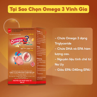 Viên uống Omega 3 Vinh Gia 2 Giàu EPA Giúp hỗ trợ Sức Khỏe Tim Mạch Cho Người Trung-Cao Tuổi (60v/H)