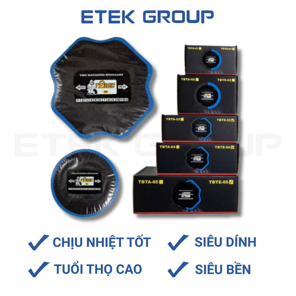 Miếng Vá Lốp Mành Chéo TAITEC Chính Hãng Cho Xe Tải Xe Khách, Bám Dính Tốt, Chịu Lực Cao