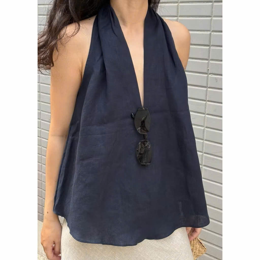𝗫𝘂𝘅𝗶- Áo Linen cổ yếm thắt eo