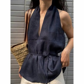 𝗫𝘂𝘅𝗶 𝗟𝗶𝗻𝗲𝗻 -|LY LINEN| Áo Linen cổ yếm thắt eo
