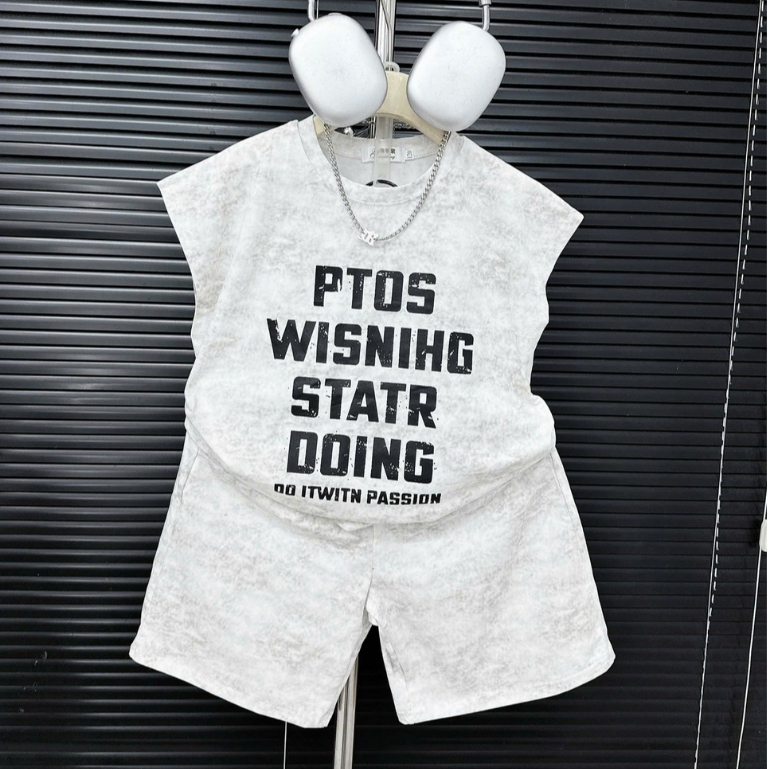 Bộ quần áo sát nách Cho Bé Trai PTOS 17-60kg Vải Cotton Mềm Mịn, Thấm Hút Tốt, size từ 17-60kg  [KB08]