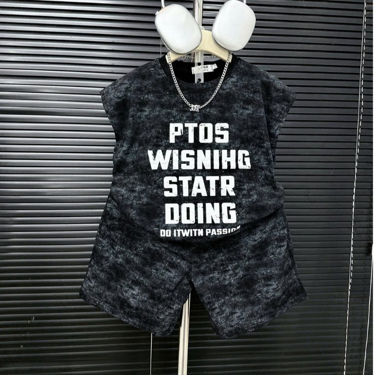 Bộ quần áo sát nách Cho Bé Trai PTOS 17-60kg Vải Cotton Mềm Mịn, Thấm Hút Tốt, size từ 17-60kg  [KB08]