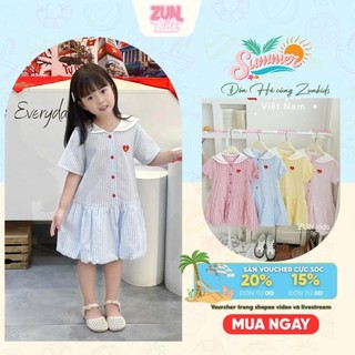 Đầm Bé Gái Cổ Thủy Thêu Trái Tim I Love Việt Nam – Cotton Mềm Nhẹ, Dáng Suông Thoải Mái