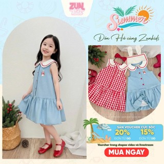 Váy bé gái cổ sen tai thỏ dáng bí AZD598  – Váy xinh tiểu thư đáng yêu | ZUN Kids