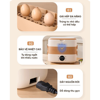 Hộp cơm cắm điện 2 tầng, Hộp cơm giữ nhiệt, nấu chín và hâm nóng thức ăn, dung tích 1.3L hệ thống tuần hoàn PTC
